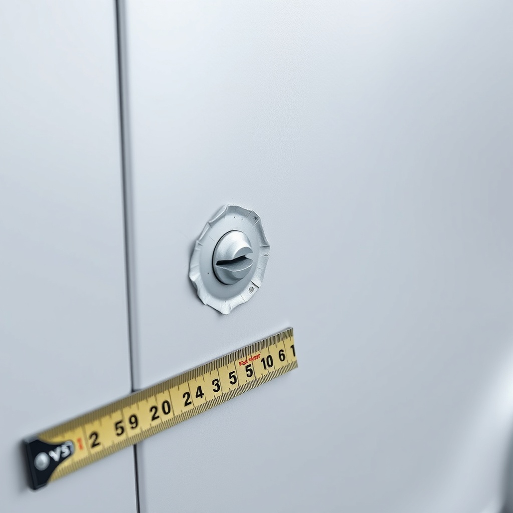 clean photorealistic photo showing a close-up of a small puncture on the aluminum side wal