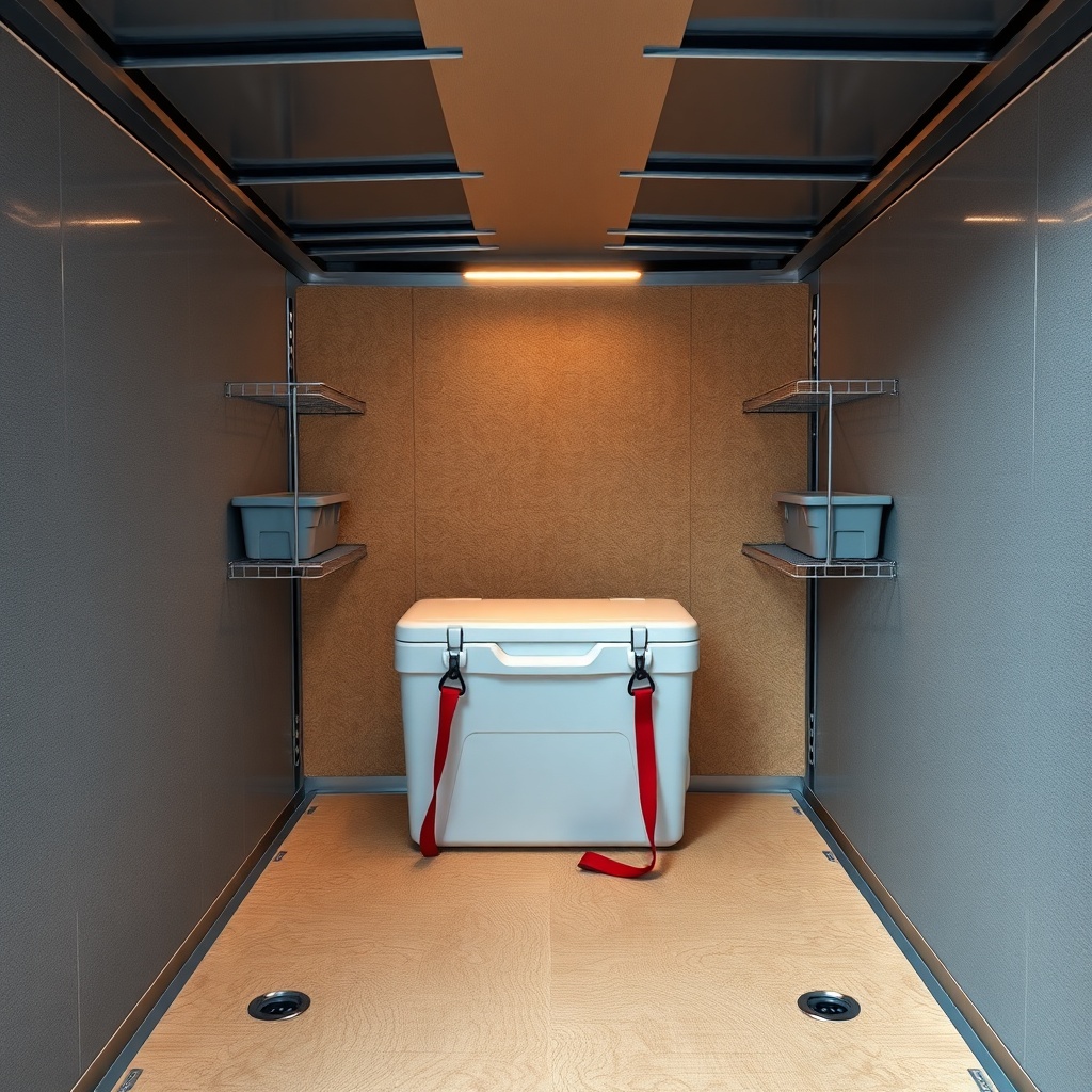 Interior view of a Haulmark Edge 6x12 cargo trailer with gray wall panels