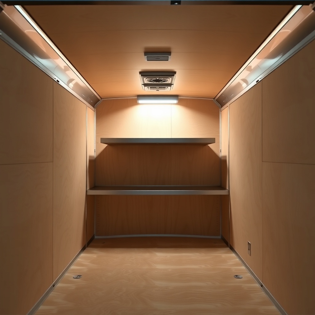 Interior view of a Haulmark Edge 6x12 with plywood walls