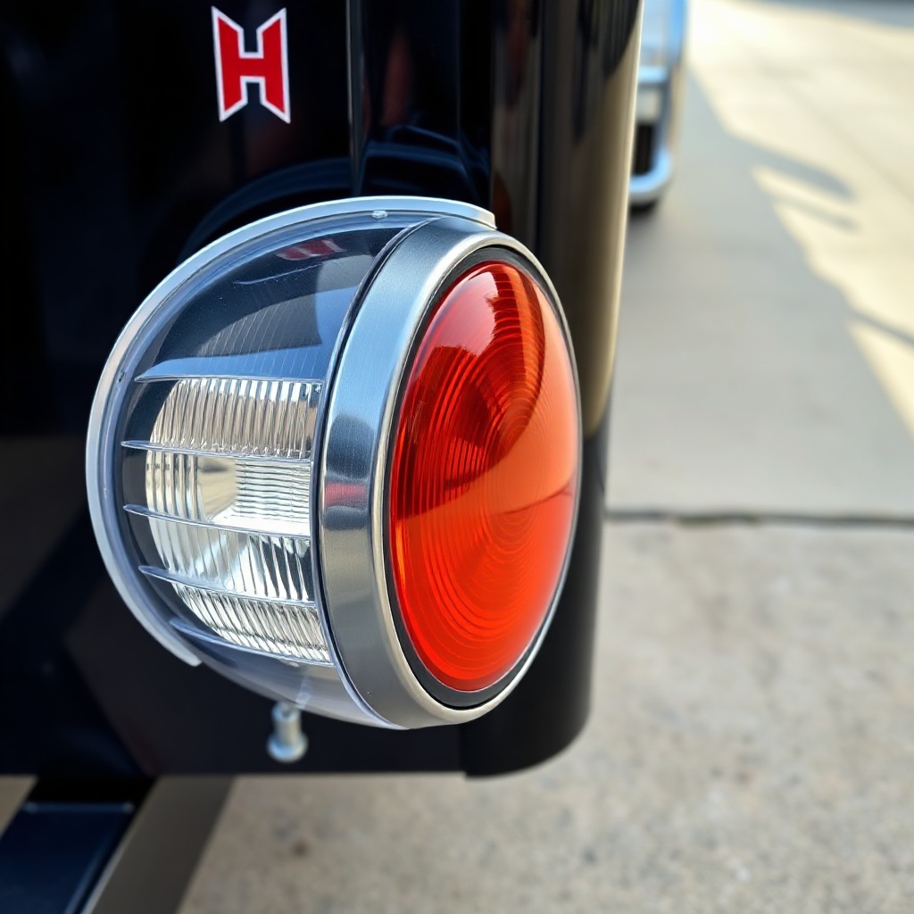 A photorealistic close-up of a sealed front marker light on a Haulmark Edge 6x12 trailer