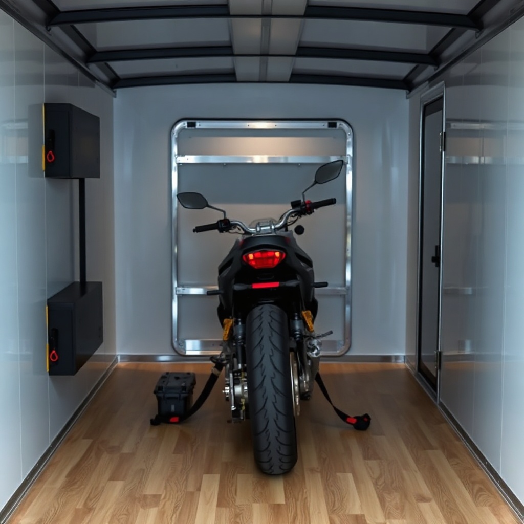 A photorealistic photo of a Pennsylvania Cargo 6x12 trailer’s interior
