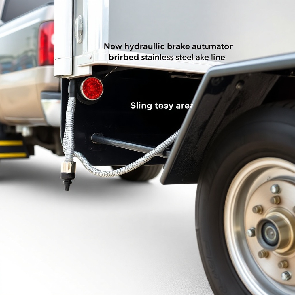A photo showing a side view of a Pennsylvania Cargo 6x12 trailer hitched to a Ford F-150