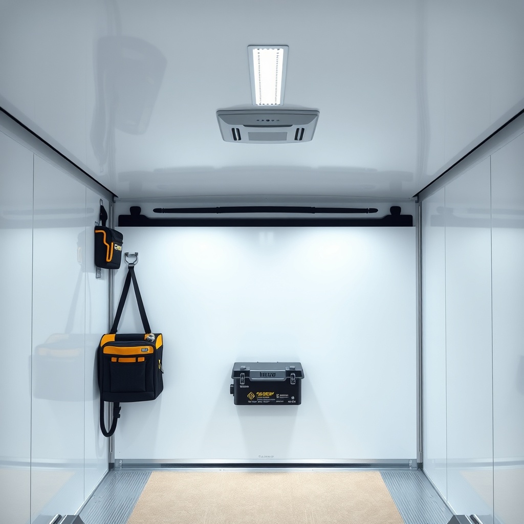 <clean photorealistic photo/illustration of a Pennsylvania Cargo 6x12 interior showing an