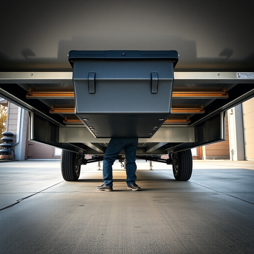 Photorealistic image showing the underside of a Pennsylvania Cargo 6x12 trailer