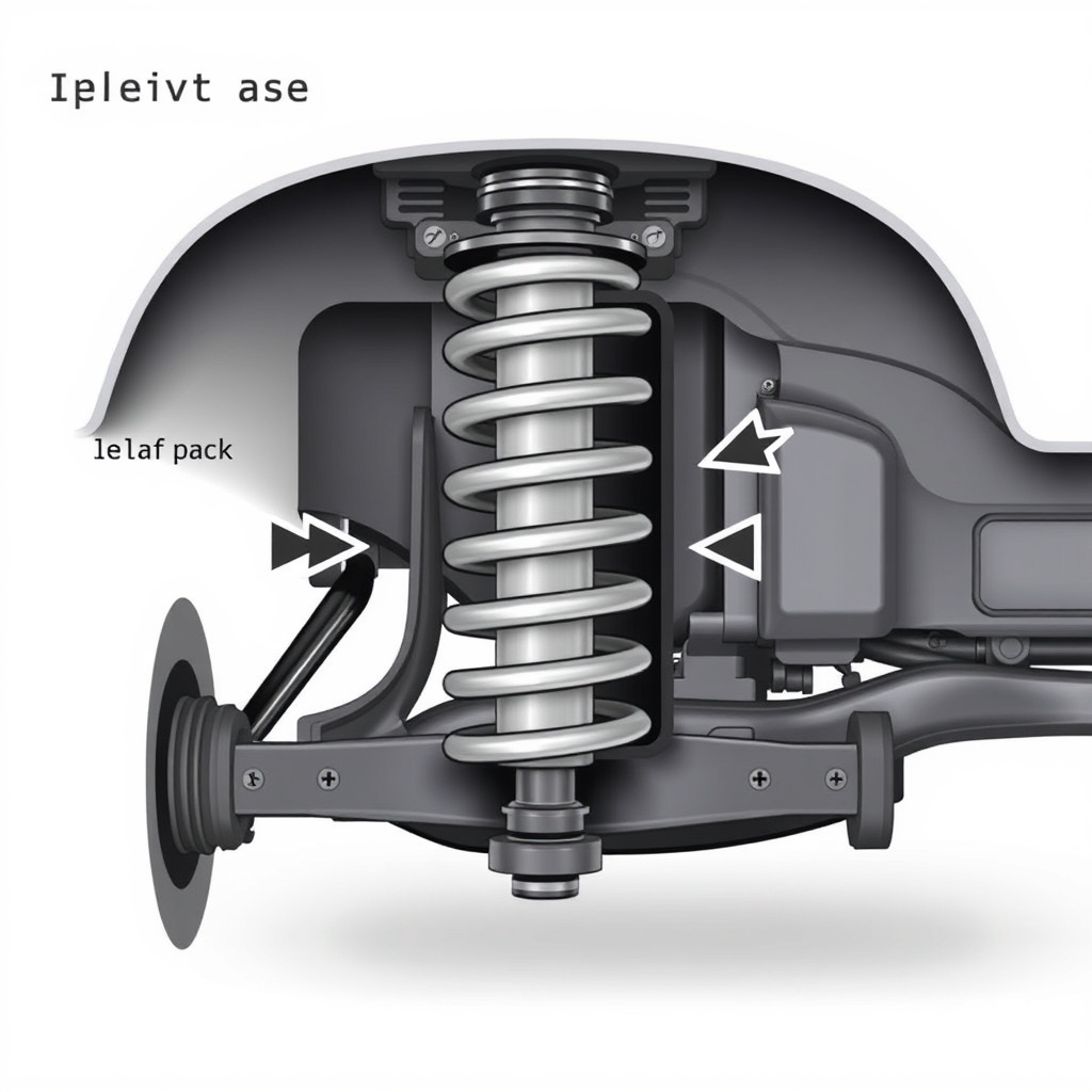 Illustration showing a cross-section of a leaf spring suspension system with arrows indica