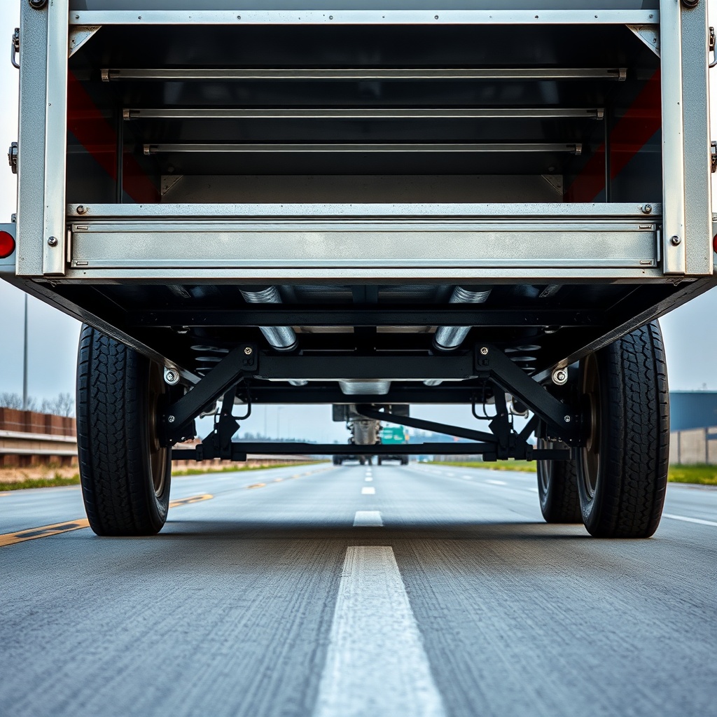 <clean photorealistic photo of a PJ Trailers Pacesetter 7x14 being towed on a concrete hig