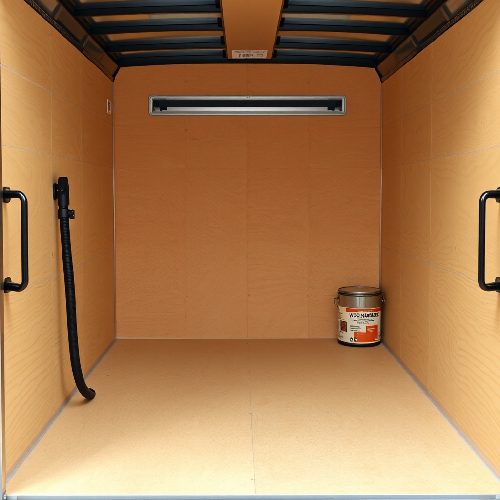 A clean photorealistic photo showing an empty Continental Cargo Cargomate 6x10 interior wi