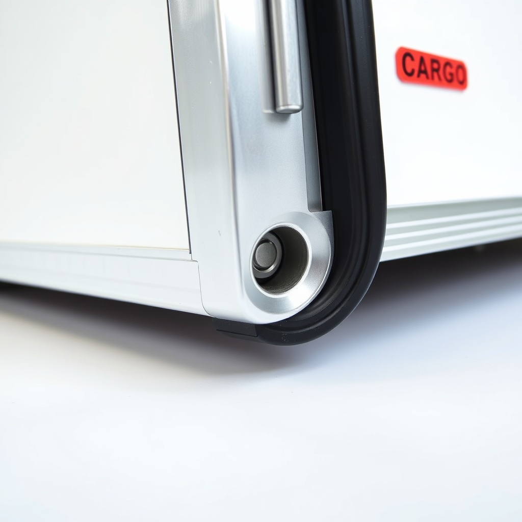 <A clean photorealistic close-up photo of the bottom corner of a Continental Cargo Cargoma