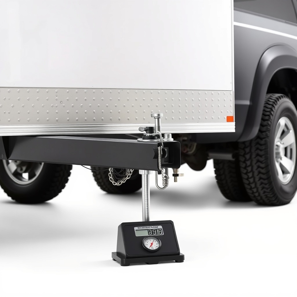 A clean photorealistic photo of a Continental Cargo Cargomate 6x10 hitched to a pickup tru