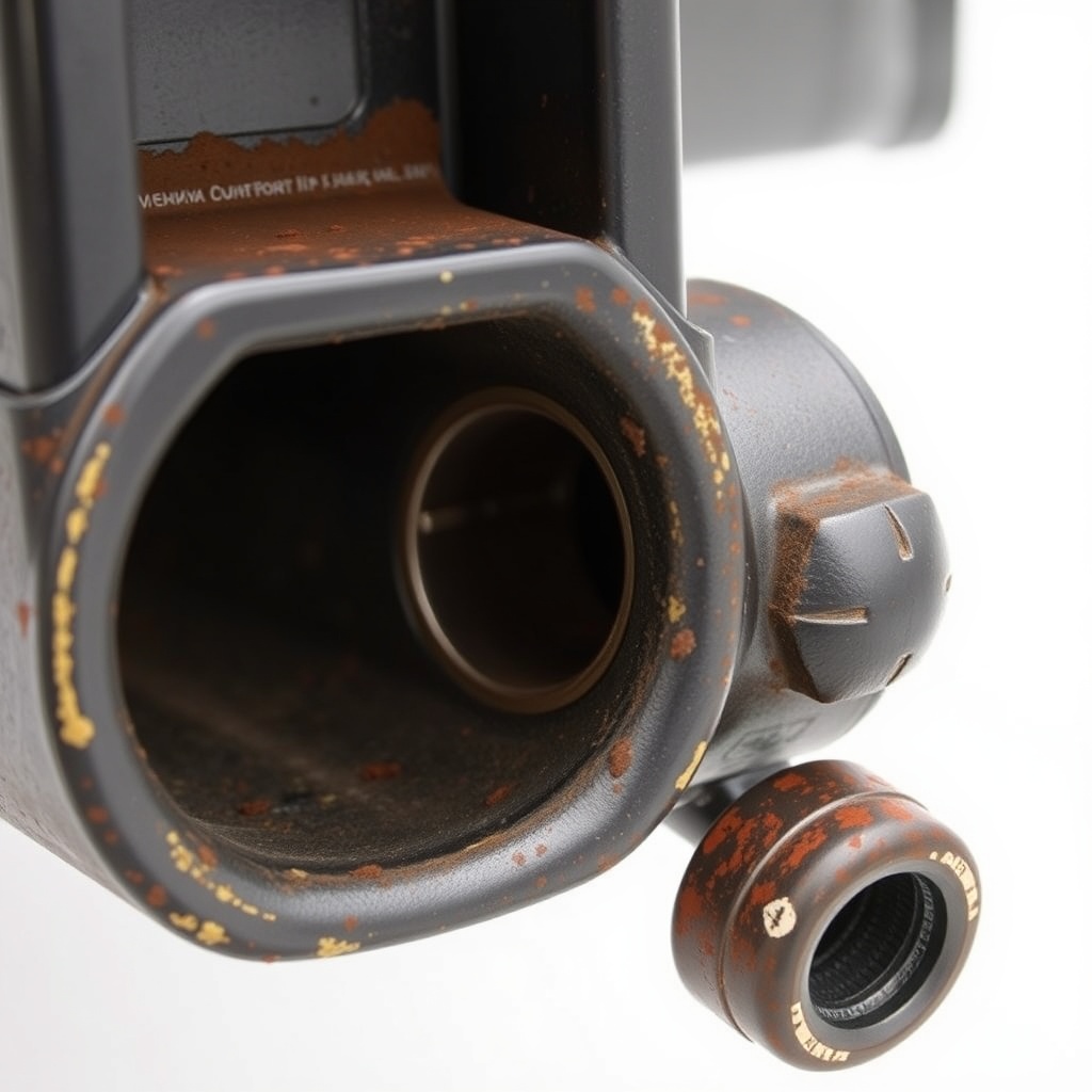 Close-up of a worn Haulmark Edge 6x12 hitch receiver showing ovalized tube opening and sur