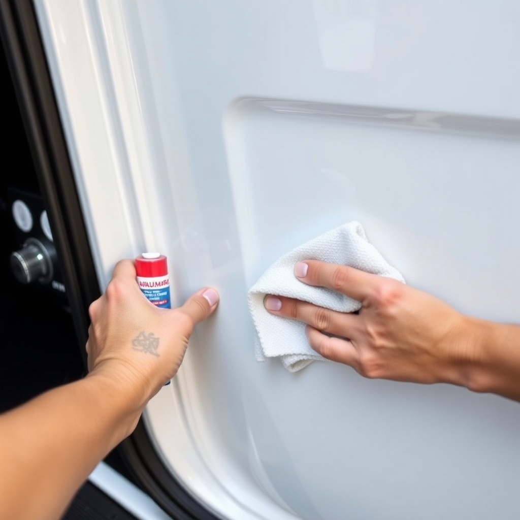 A clean photorealistic photo showing a close-up of a Haulmark Edge 6x12 rear door seal bei