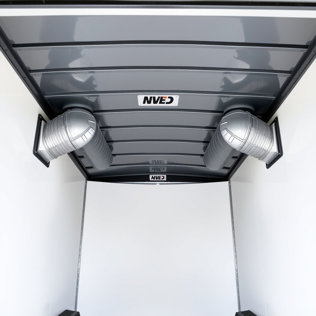 A clean photorealistic photo showing a 7x14 cargo trailer interior with white walls and a